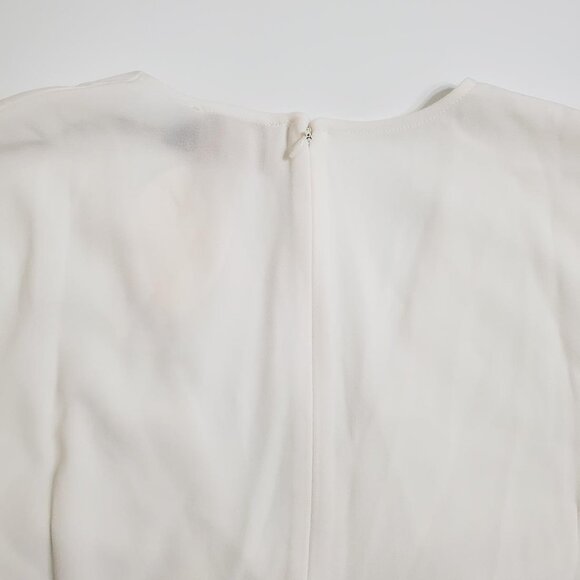 RIXO Womens Bridal Toni Feathered Mini Dress 14 White V-Neck Wedding Par… - Picture 12 of 16